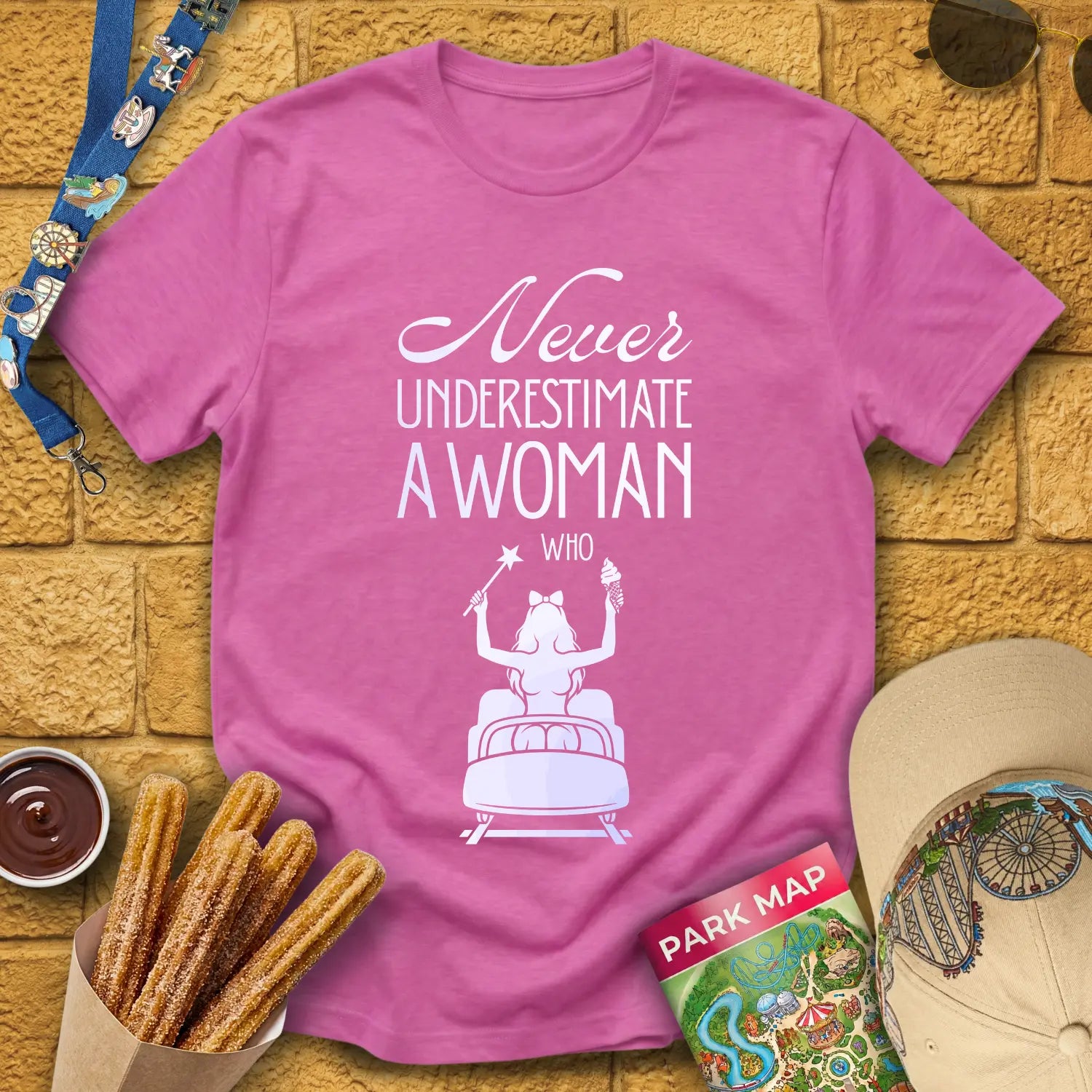Never Underestimate [Elite] T-Shirt for Theme Park Fans (Heather Berry)