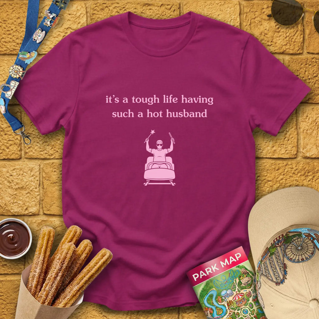 Hot Husband [Sleek] T-Shirt for Theme Park Fans (Antique Heliconia)