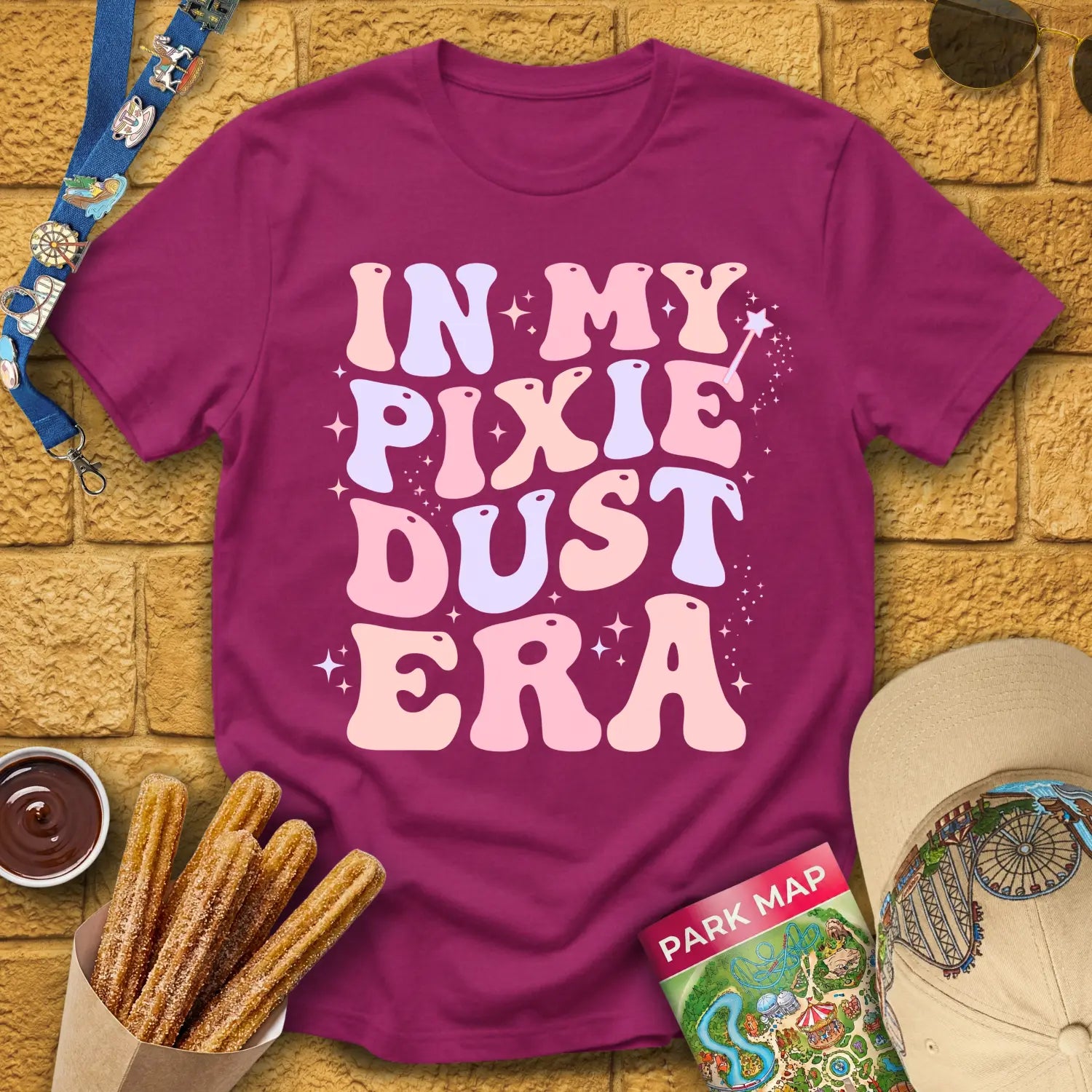 Pixie Dust Era [Bold70s] T-Shirt for Theme Park Fans (Antique Heliconia)