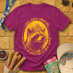 Rope Drop Raccoon [Grunge] T-Shirt for Theme Park Fans (Antique Heliconia)