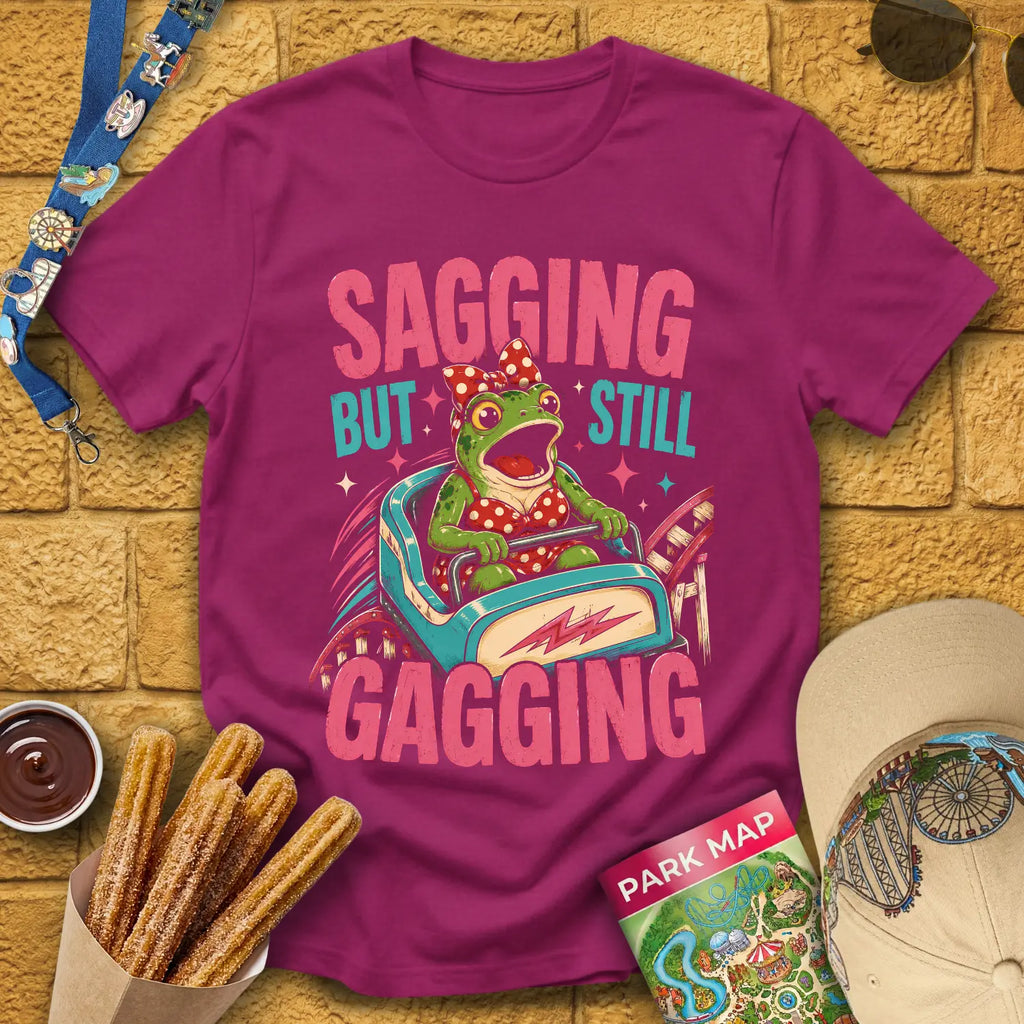 Sagging But Gagging [RetroPop] T-Shirt for Theme Park Fans (Antique Heliconia)