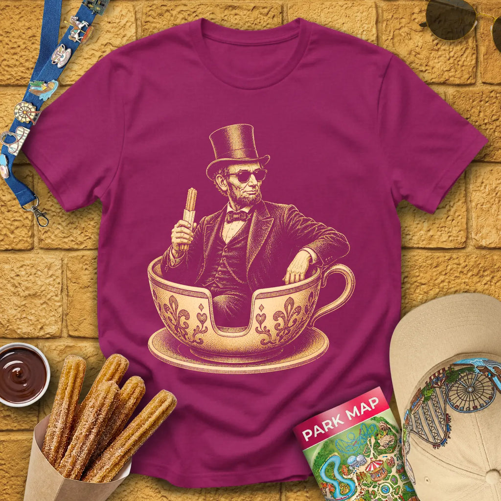 Tranquil Teacups [Engraved] T-Shirt for Theme Park Fans (Antique Heliconia)