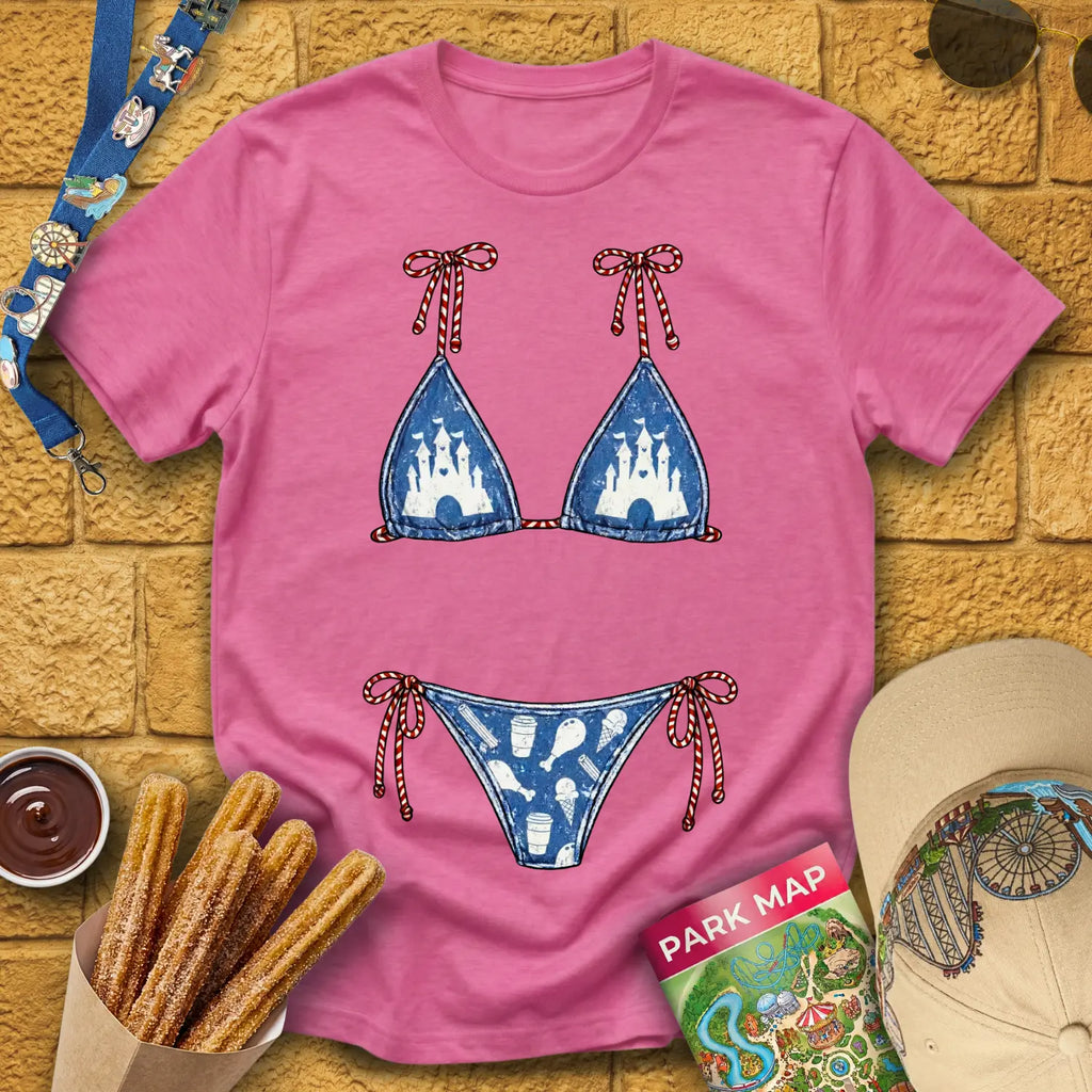 Bikini [Distressed] T-Shirt for Theme Park Fans (Heather Heliconia)