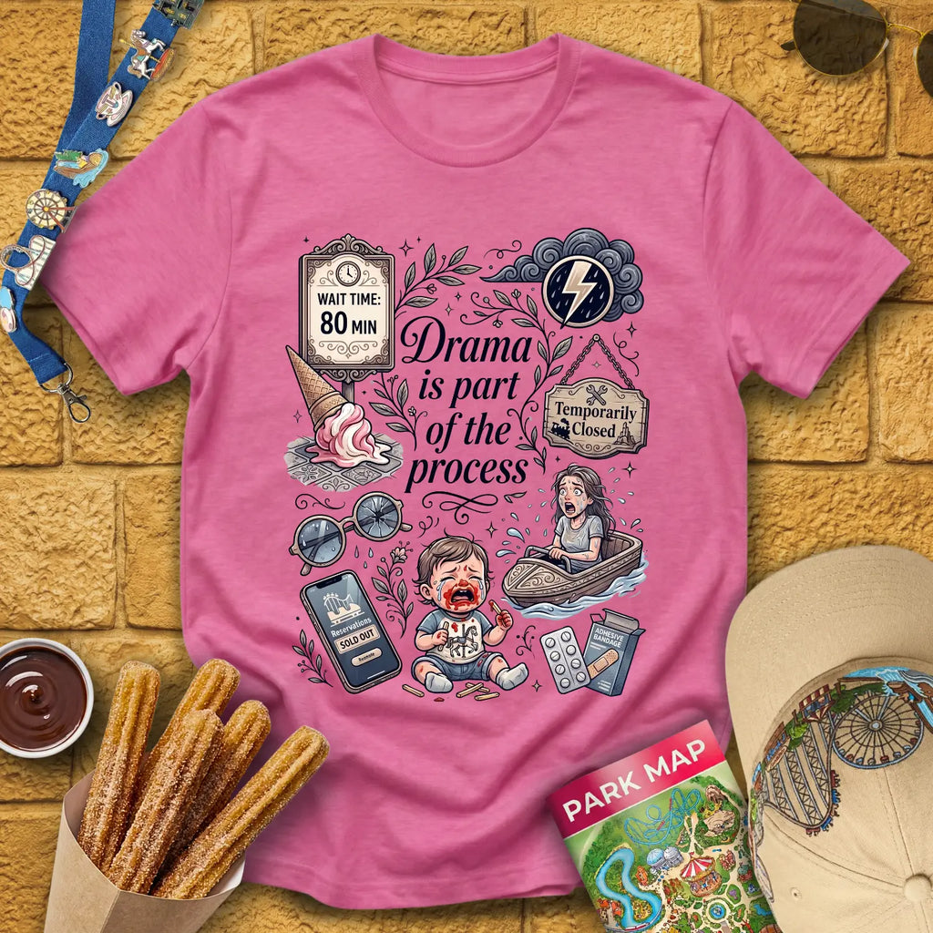 Drama Process [ArtComic] T-Shirt for Theme Park Fans (Heather Heliconia)