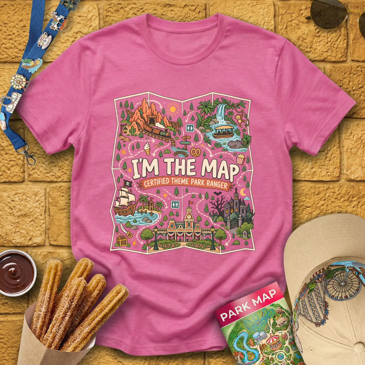 Im The Map [FunArt] T-Shirt for Theme Park Fans (Heather Heliconia)