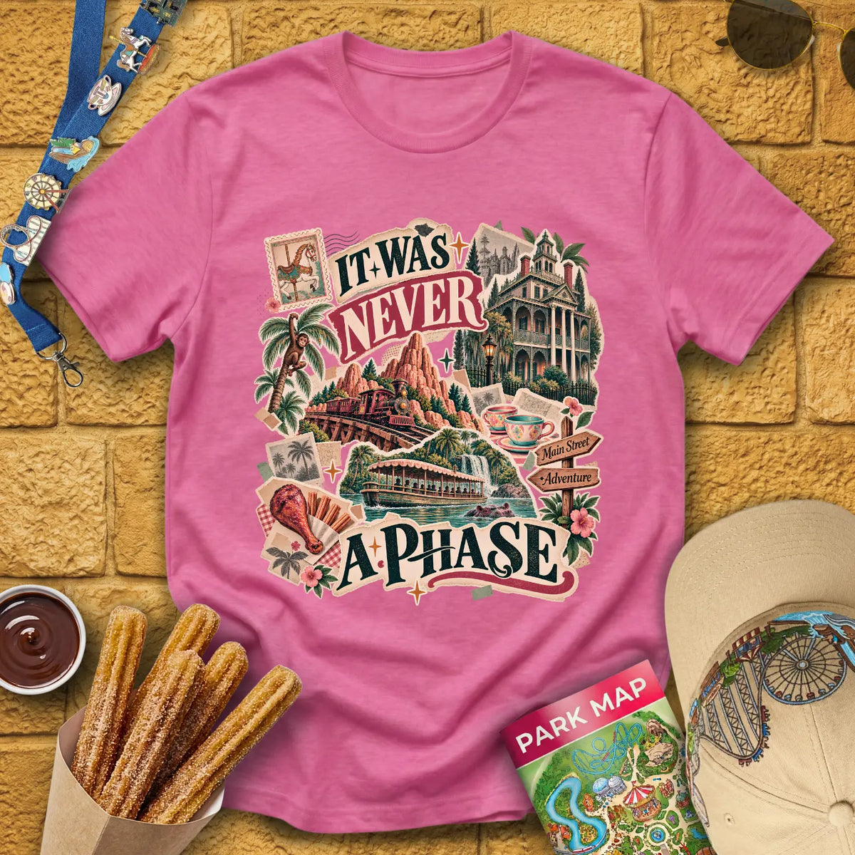 Never A Phase [Vox] T-Shirt for Theme Park Fans (Heather Heliconia)