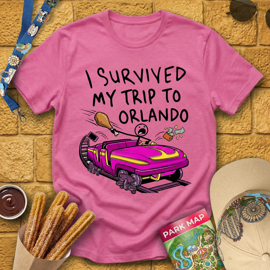 Survived Orlando Trip [VecComic] T-Shirt for Theme Park Fans (Heather Heliconia)