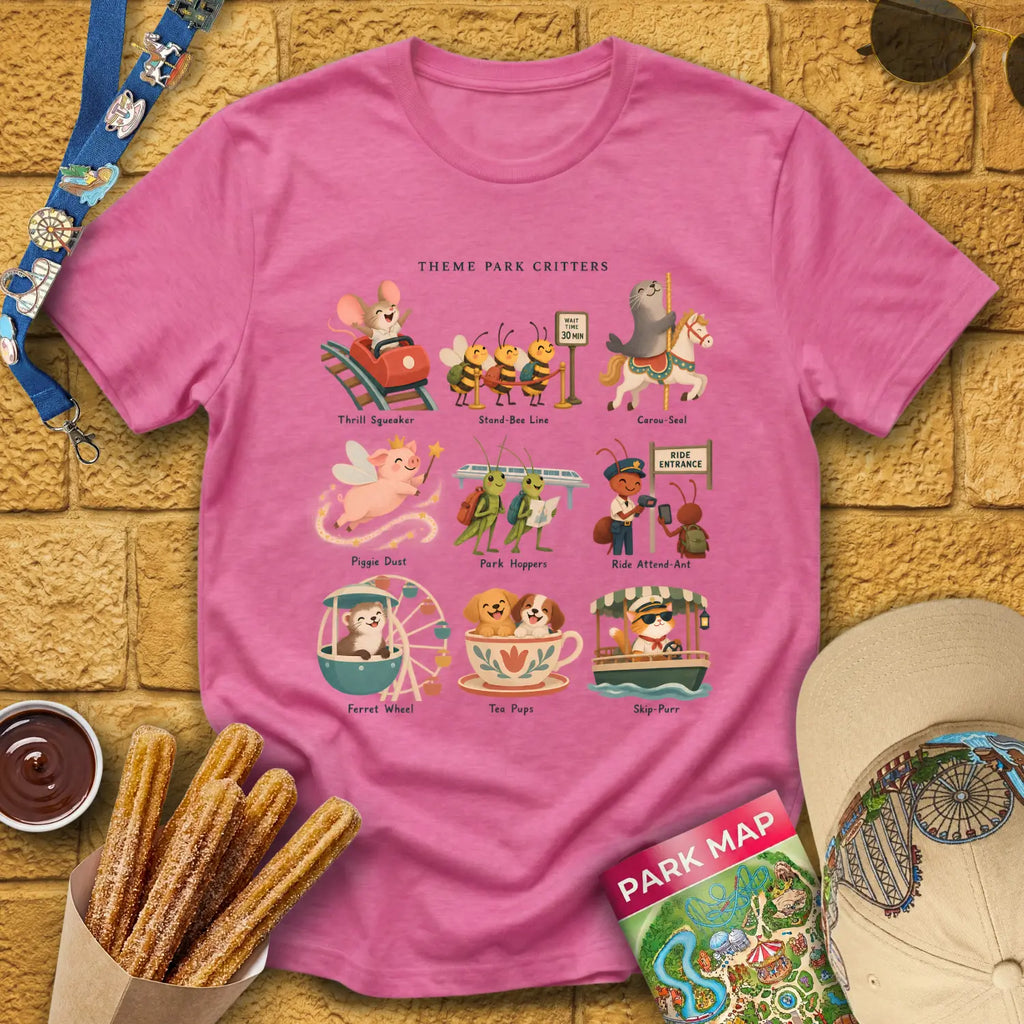 Theme Park Critters [SleekStory] T-Shirt for Theme Park Fans (Heather Heliconia)
