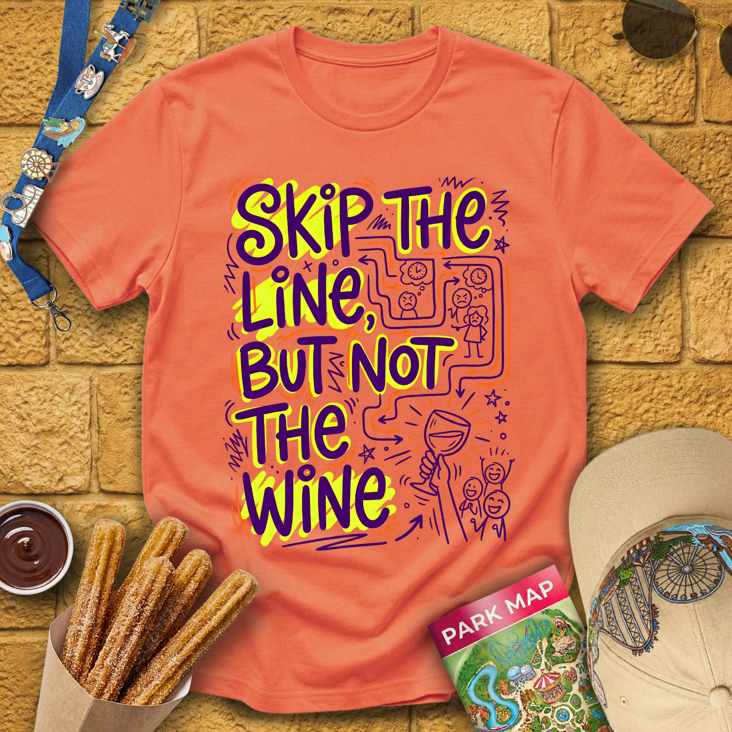 Skip Line, Not Wine 2 [Doodle] T-Shirt