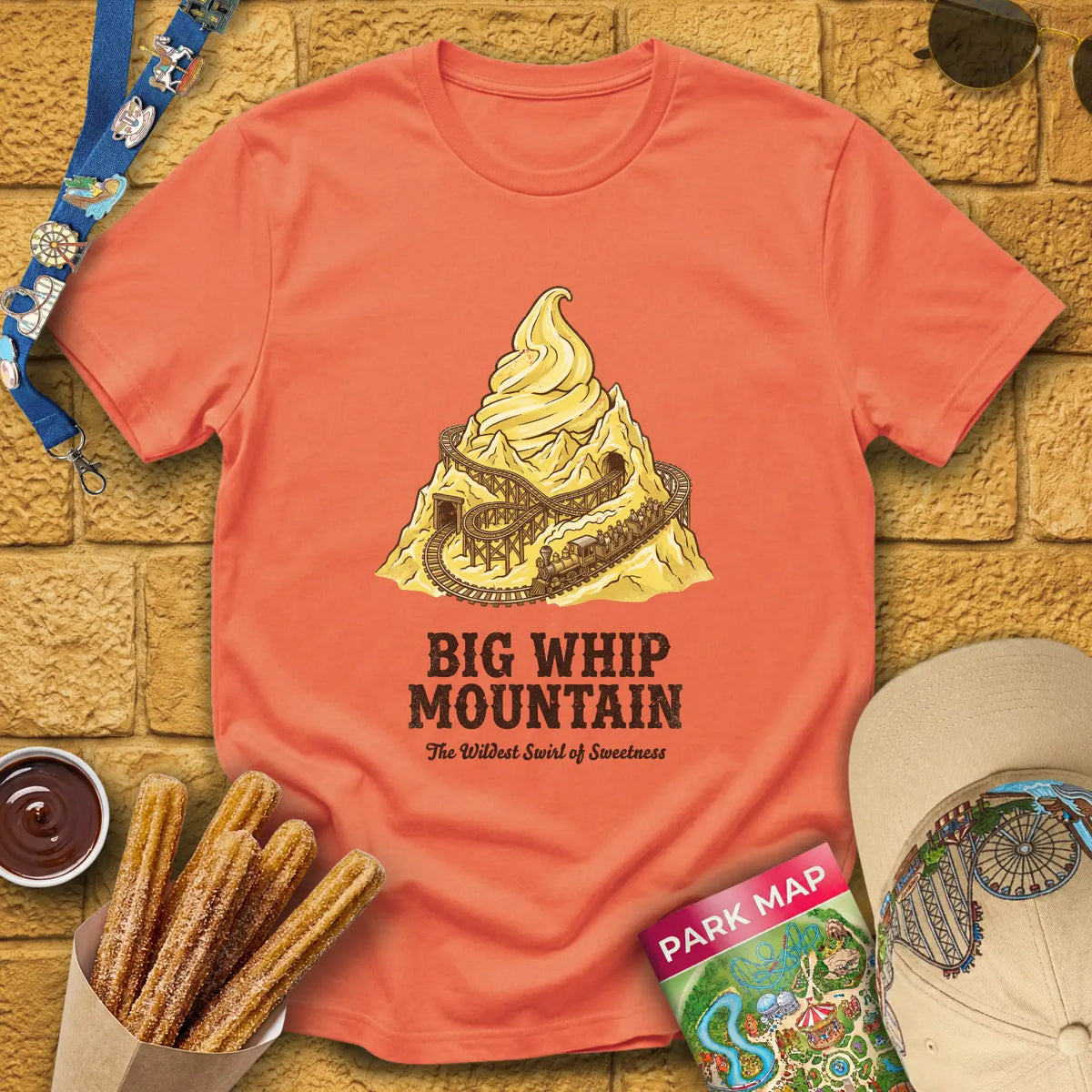 Big Whip Mountain [Retro] T-Shirt for Theme Park Fans (Heather Orange)