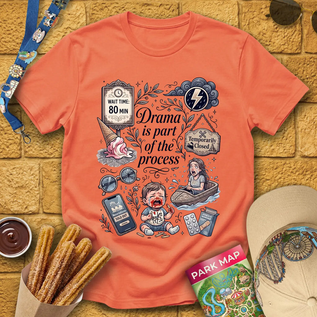 Drama Process [ArtComic] T-Shirt for Theme Park Fans (Heather Orange)
