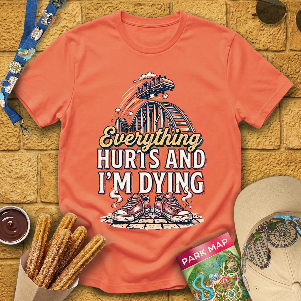Everything Hurts [RetroBold] T-Shirt for Theme Park Fans (Heather Orange)