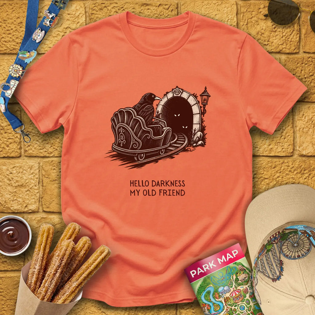 Hello Darkness [Engraved] T-Shirt for Theme Park Fans (Heather Orange)