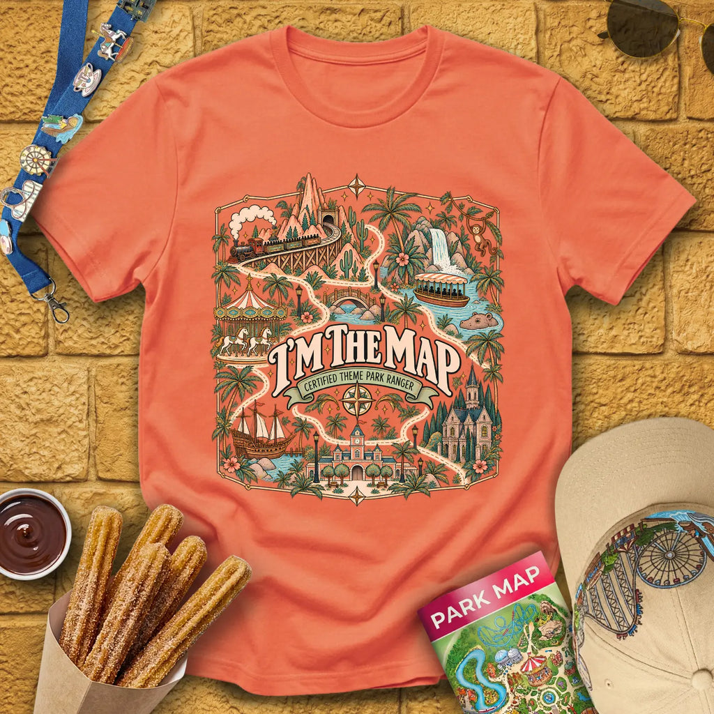 I'm The Map [Boho] T-Shirt for Theme Park Fans (Heather Orange)