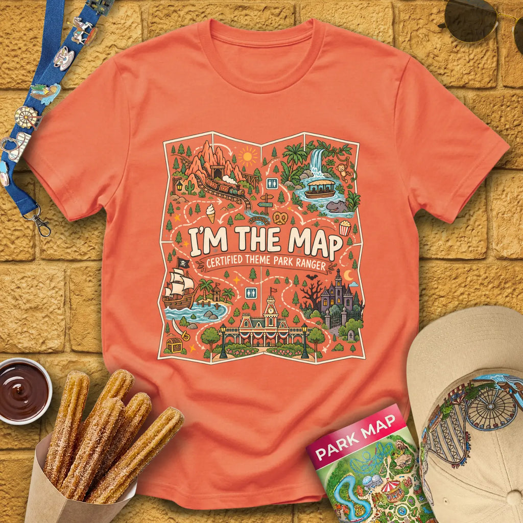 Im The Map [FunArt] T-Shirt for Theme Park Fans (Heather Orange)