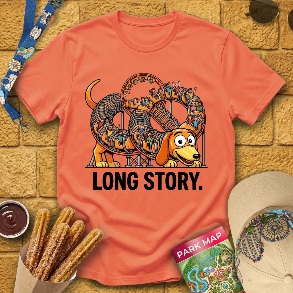 Long Story Dog [Comic] T-Shirt for Theme Park Fans (Heather Orange)