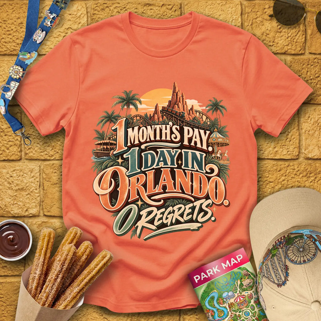 One Orlando Day [Retro] T-Shirt for Theme Park Fans (Heather Orange)