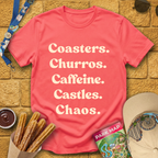Coasters. Churros. Caffeine. [70s] T-Shirt