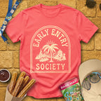Early Entry Society [Tropic] T-Shirt for Theme Park Fans (Coral Silk)