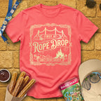 First At Rope Drop [Victorian] T-Shirt for Theme Park Fans (Coral Silk)
