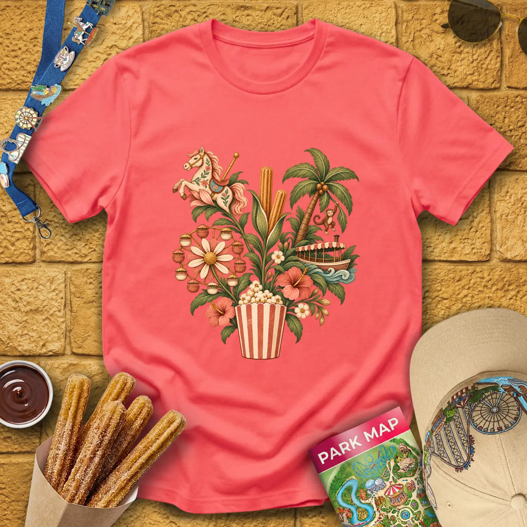 Popcorn Park Plant [Boho] T-Shirt for Theme Park Fans (Coral Silk)