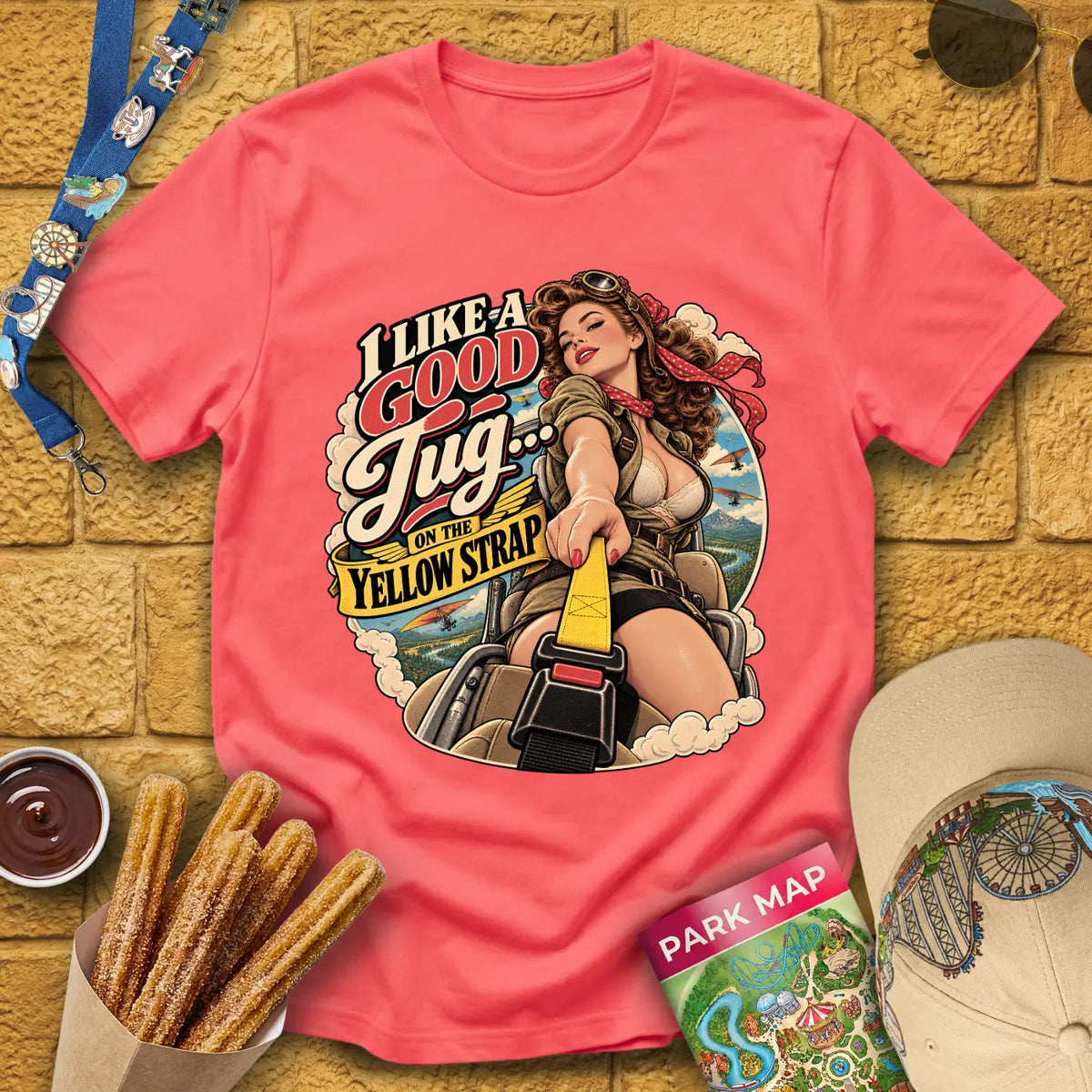 Yellow Strap Tug [RetroBadge] T-Shirt