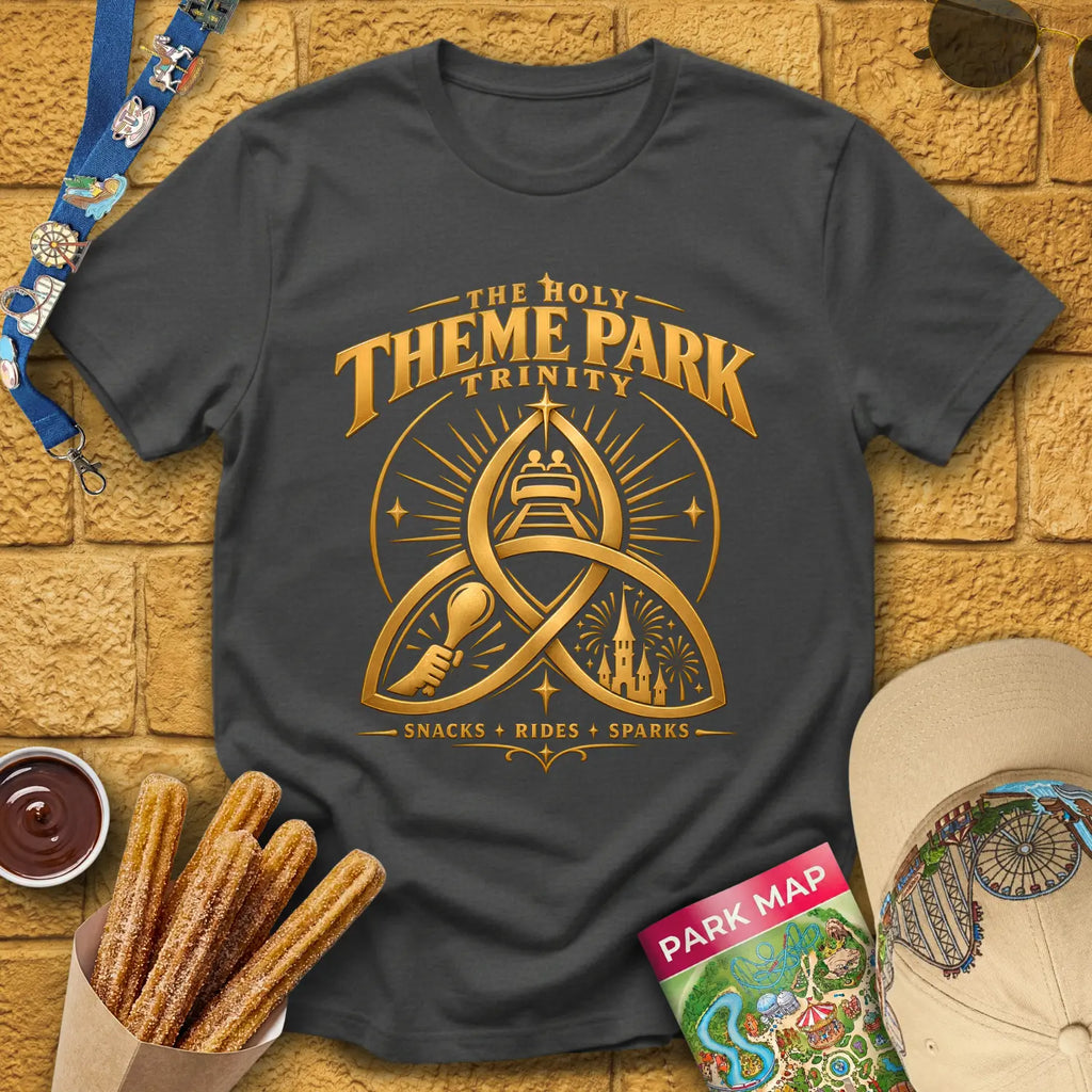 Theme Park Trinity [Golden] T-Shirt for Theme Park Fans (Dark Heather)