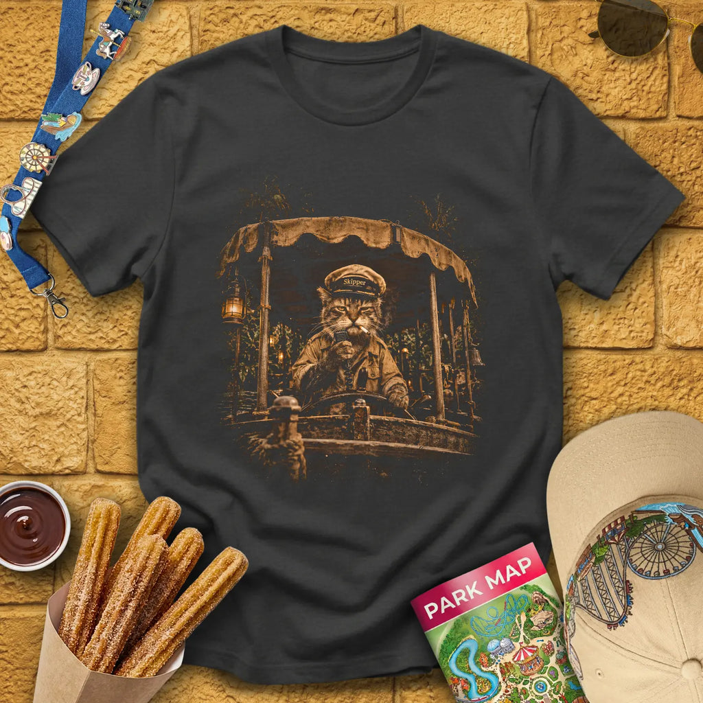 Cat Skipper [Cinematic] T-Shirt for Theme Park Fans (Dark Heather Grey)