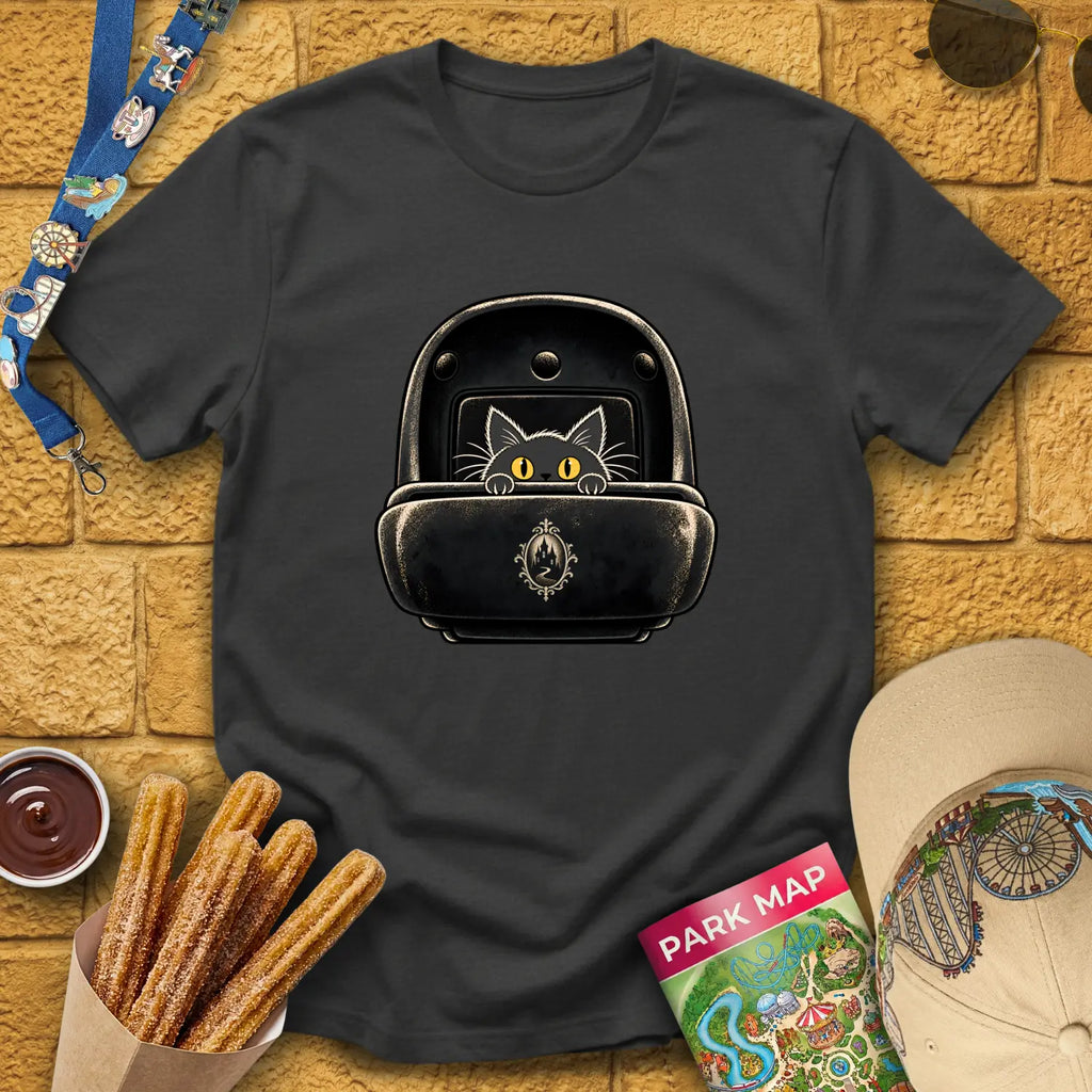 Haunted Cat [Illu] T-Shirt for Theme Park Fans (Dark Heather Grey)