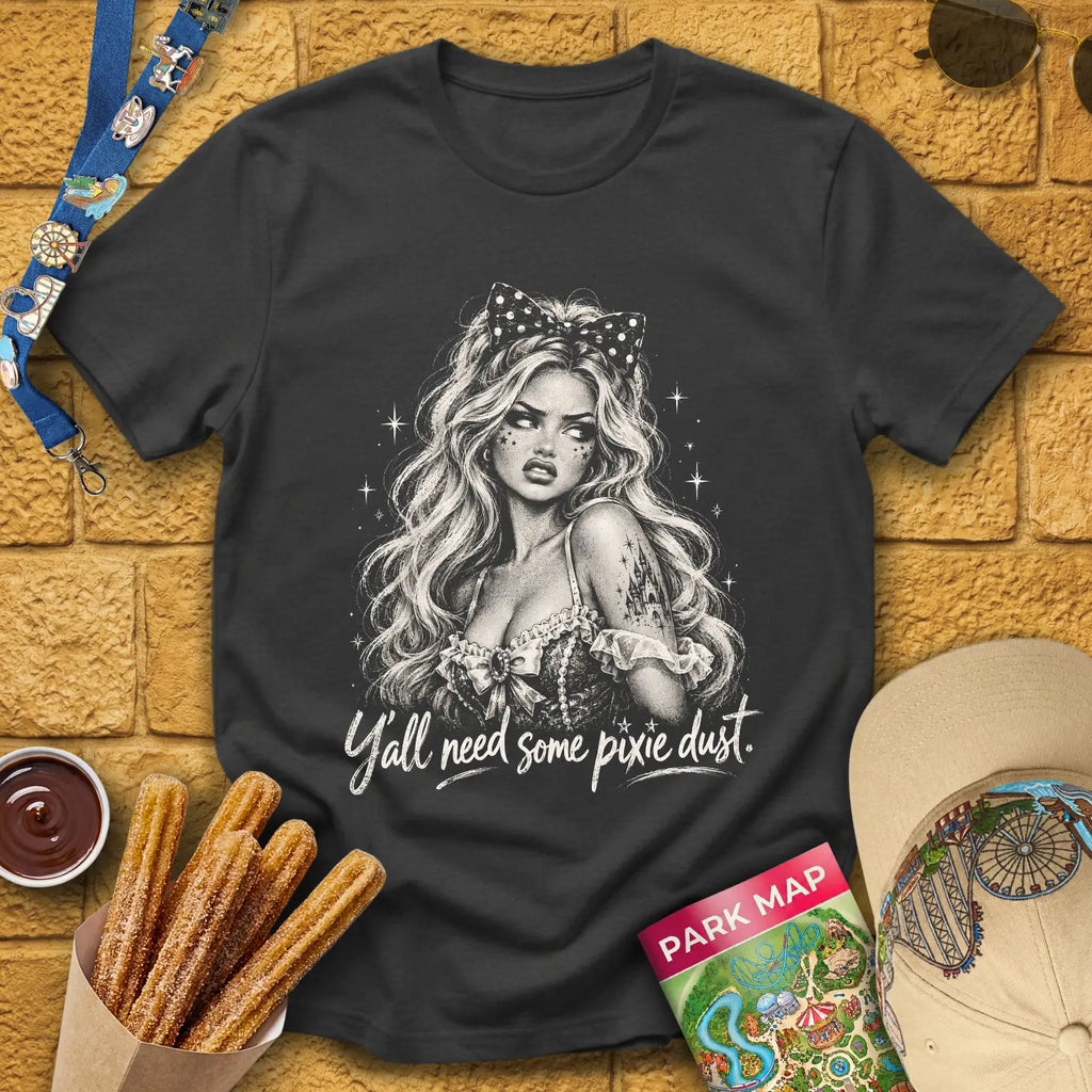 Pixie Dust Doll [MonoGlam] T-Shirt for Theme Park Fans (Dark Heather Grey)