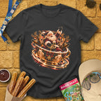 Teacups Santa [Cinematic] T-Shirt for Theme Park Fans (Dark Heather Grey)