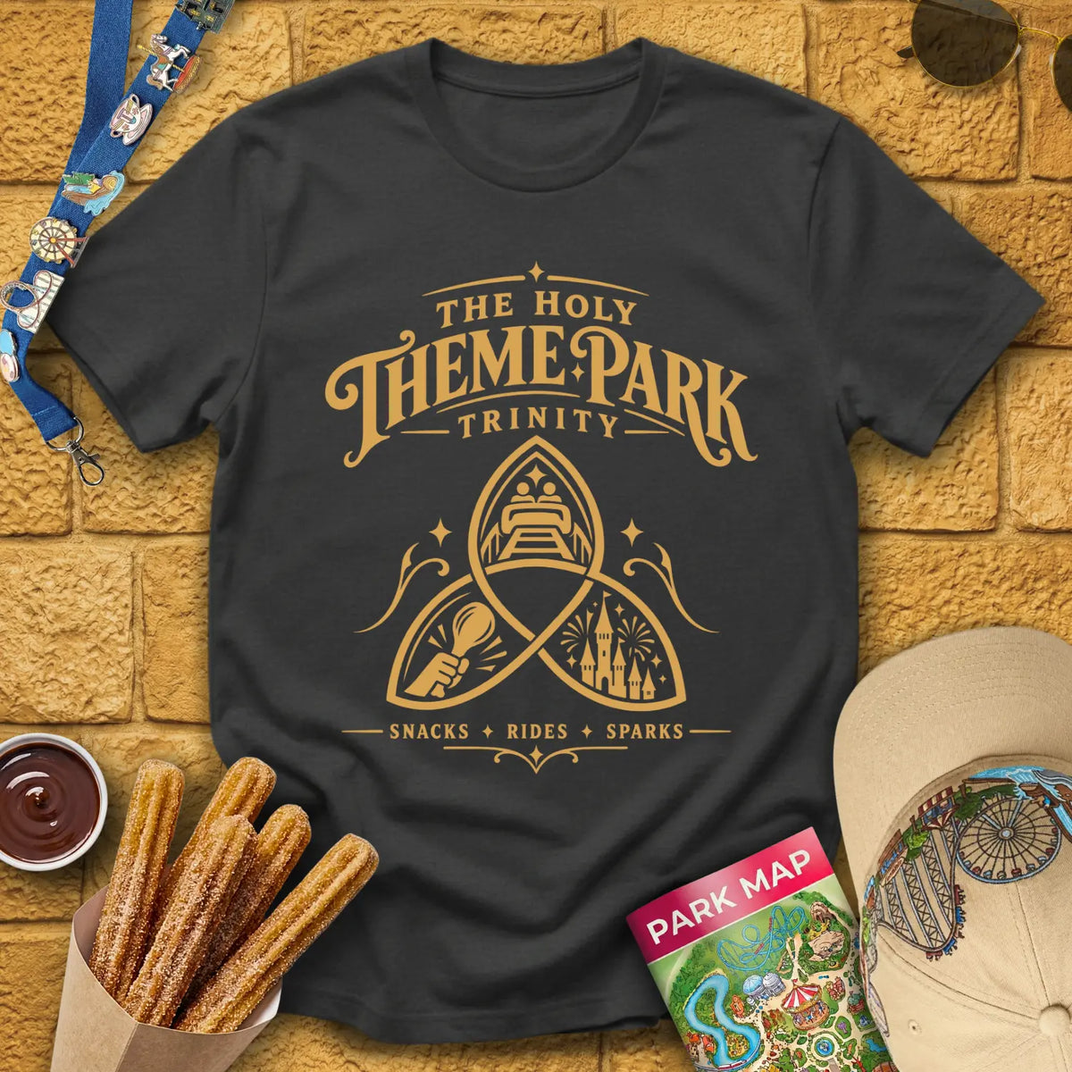 Theme Park Trinity [Victorian] T-Shirt for Theme Park Fans (Dark Heather Grey)