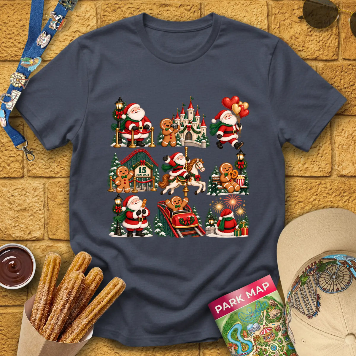 Xmas Park Day [BoldGrid] T-Shirt for Theme Park Fans (Heather Navy)