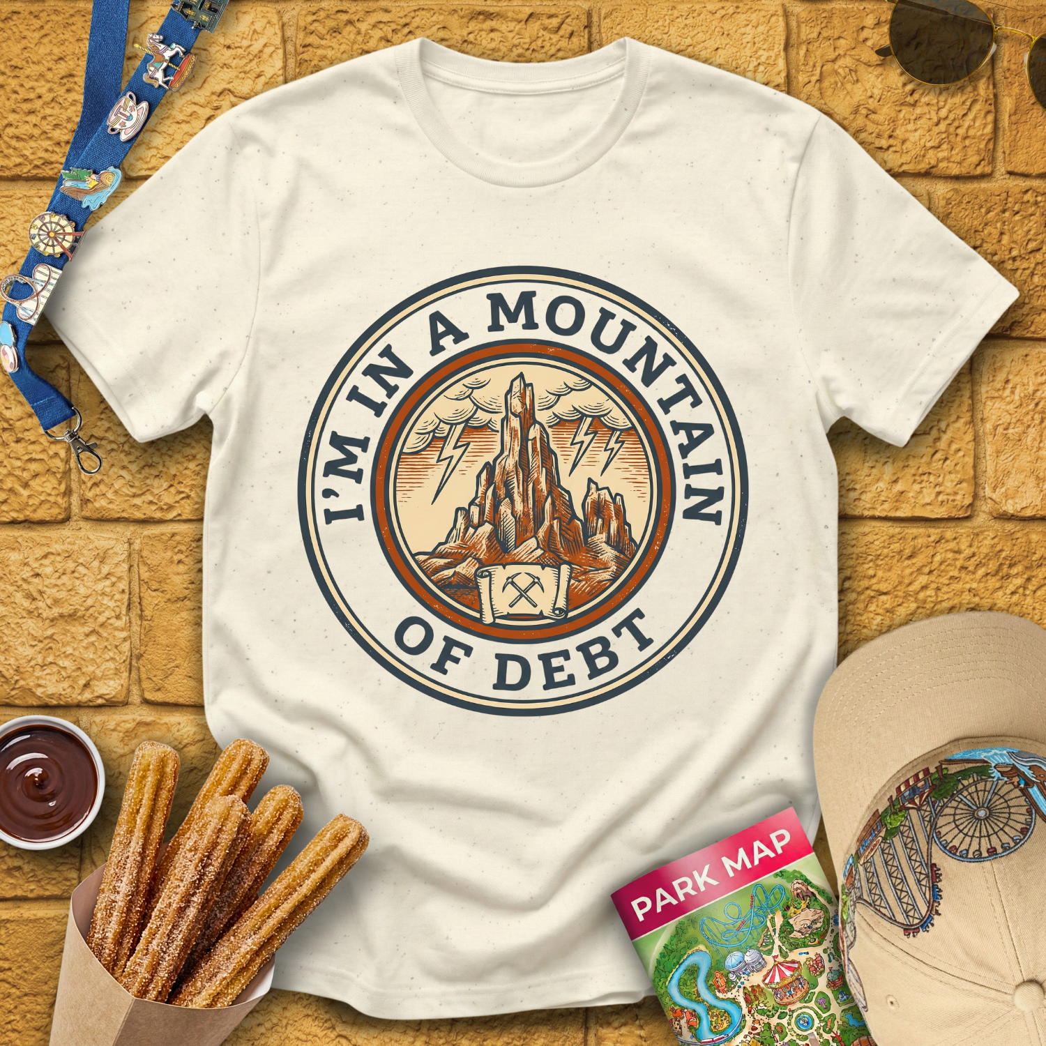 Mountain Of Debt [Badge] T-Shirt