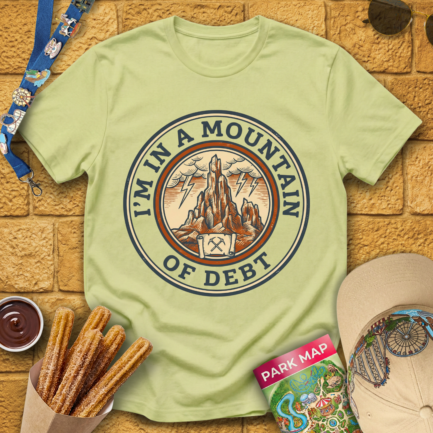 Mountain Of Debt [Badge] T-Shirt