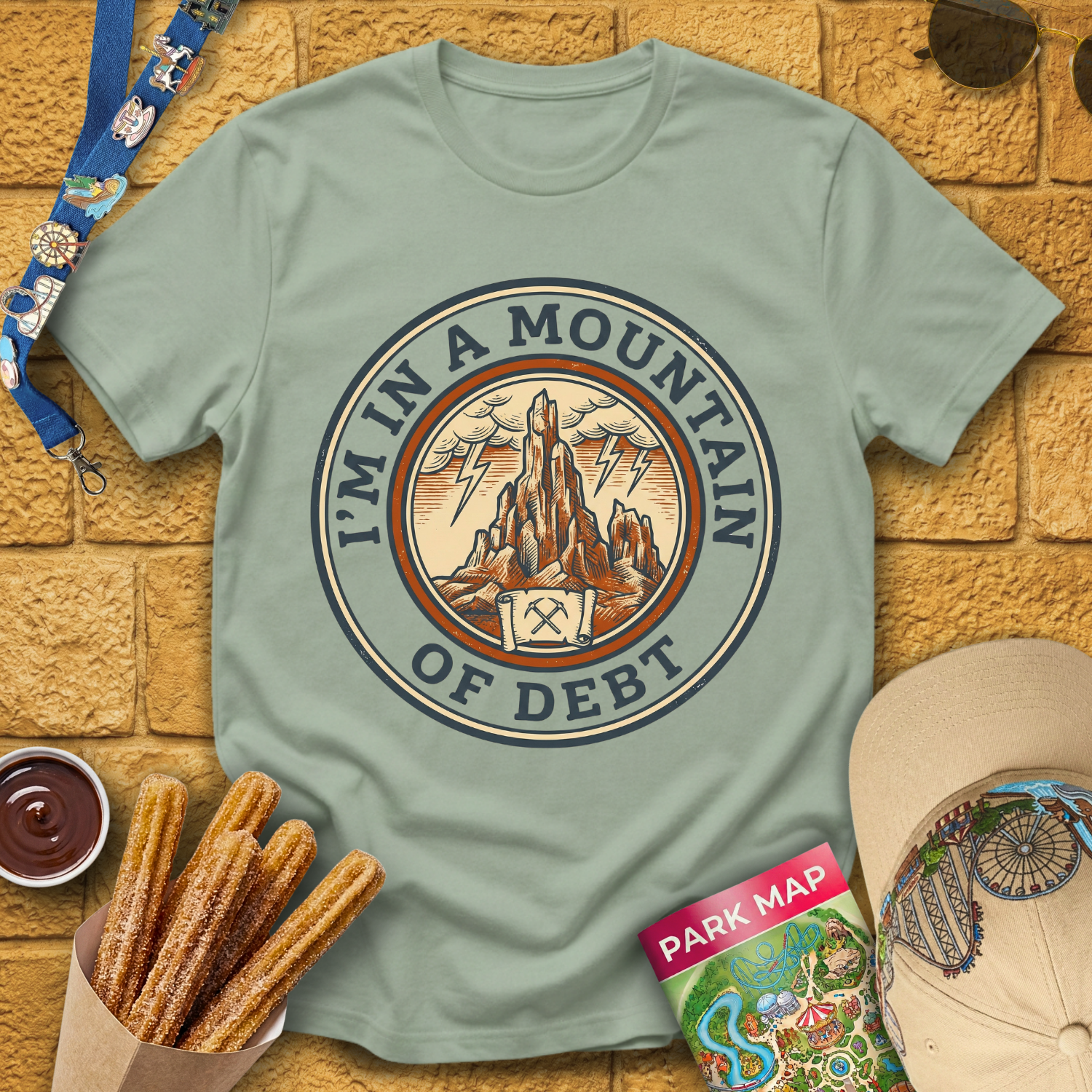 Mountain Of Debt [Badge] T-Shirt