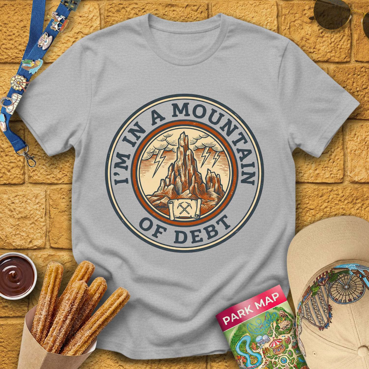 Mountain Of Debt [Badge] T-Shirt