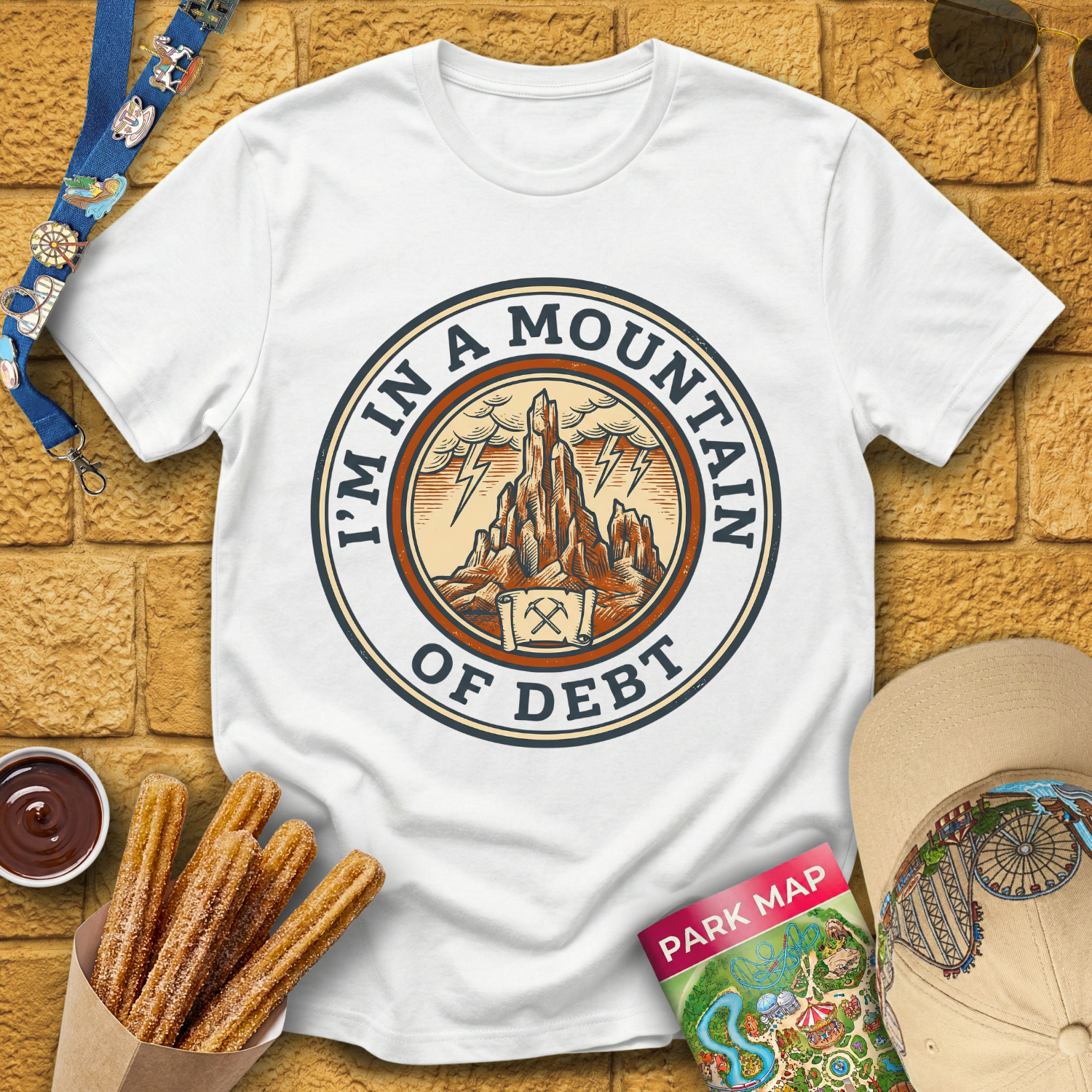 Mountain Of Debt [Badge] T-Shirt